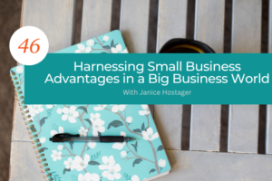 small business in a big business world notebook on table